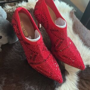 Thalia Sodi Red Beaded Heels
